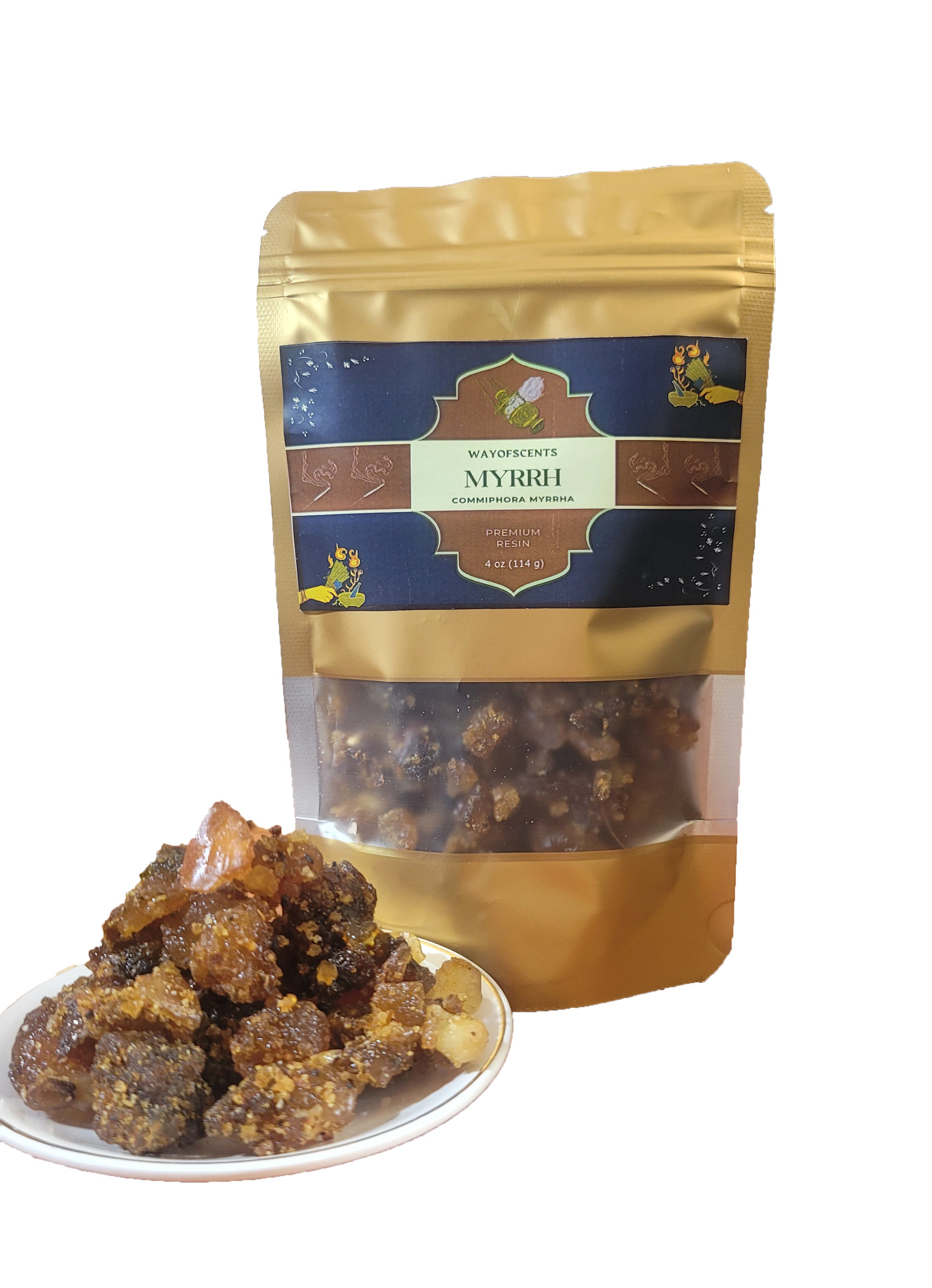 Commiphora Myrrha Myrrh Tree Sap - Aksum Ethiopian Myrrh - Premium Grade A - 100% Natural and Hand Harvested - 4 Oz Net Weight