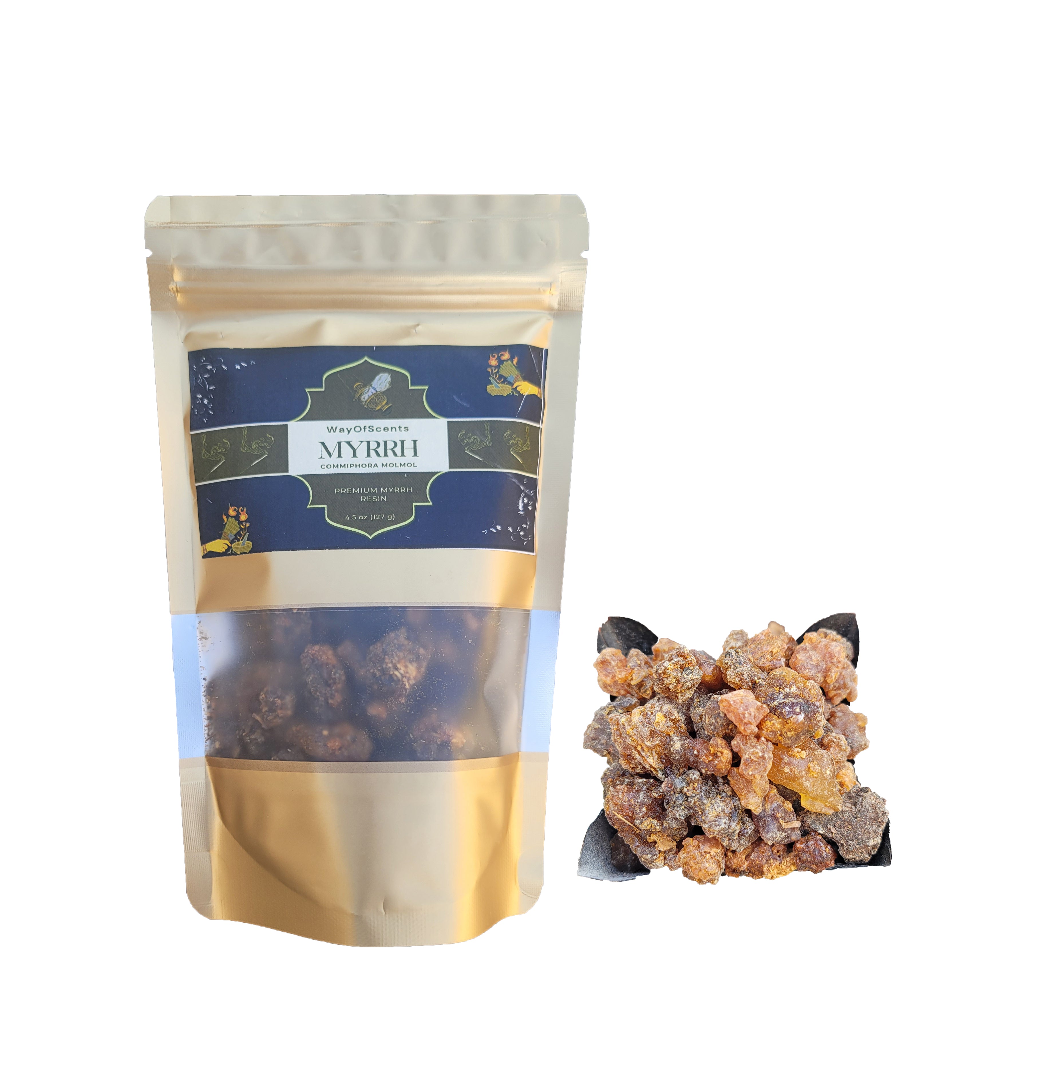 Commiphora Myrrha Molmol - Hand Harvested -  Natural Premium Grade Myrrh from Ethiopian Bale and Somali Regions 4.5 Ounces Net Weight