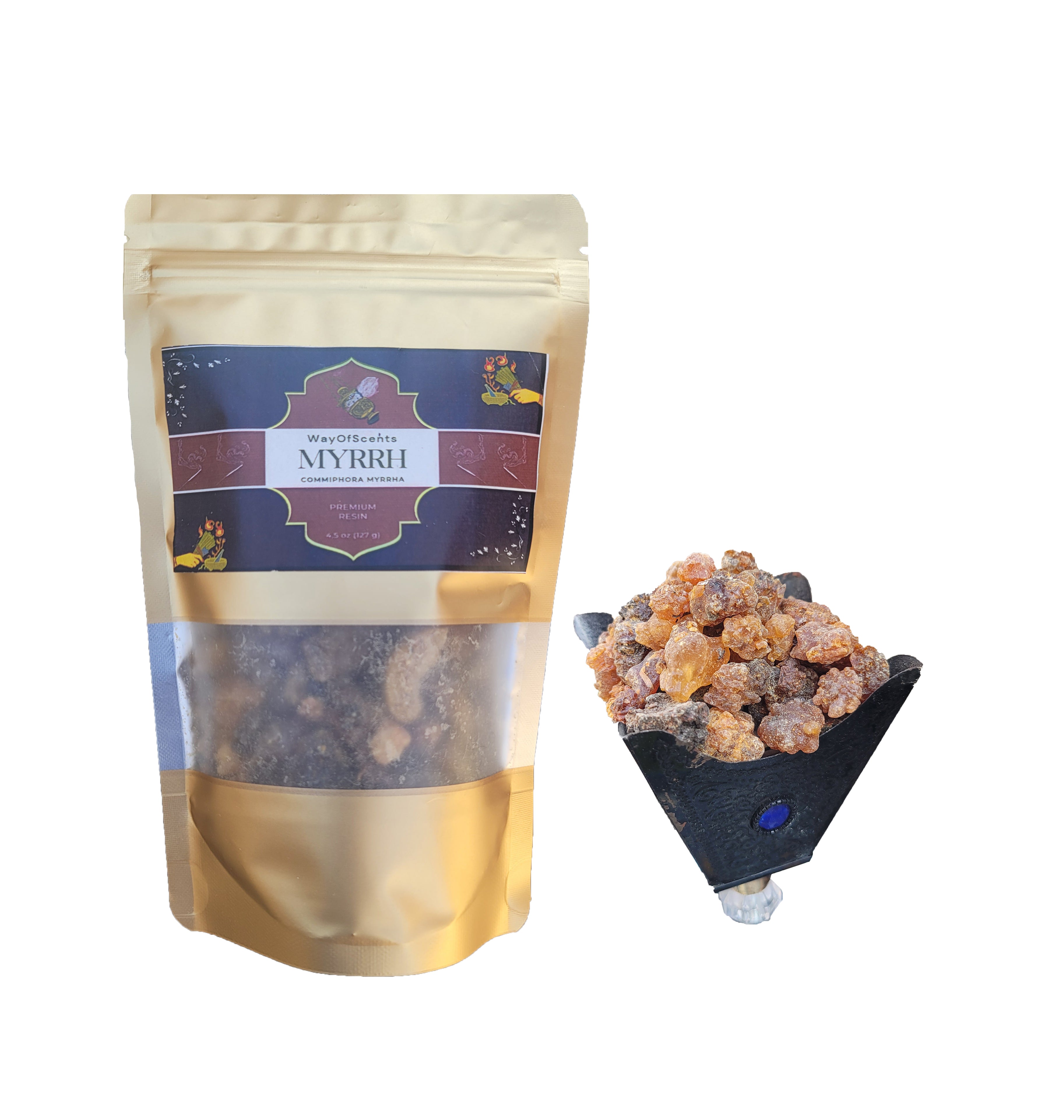 Commiphora Myrrha Myrrh Tree Sap - Aksum Ethiopian Myrrh - Premium Grade A - 100% Natural and Hand Harvested - 4.5 Oz Net Weight