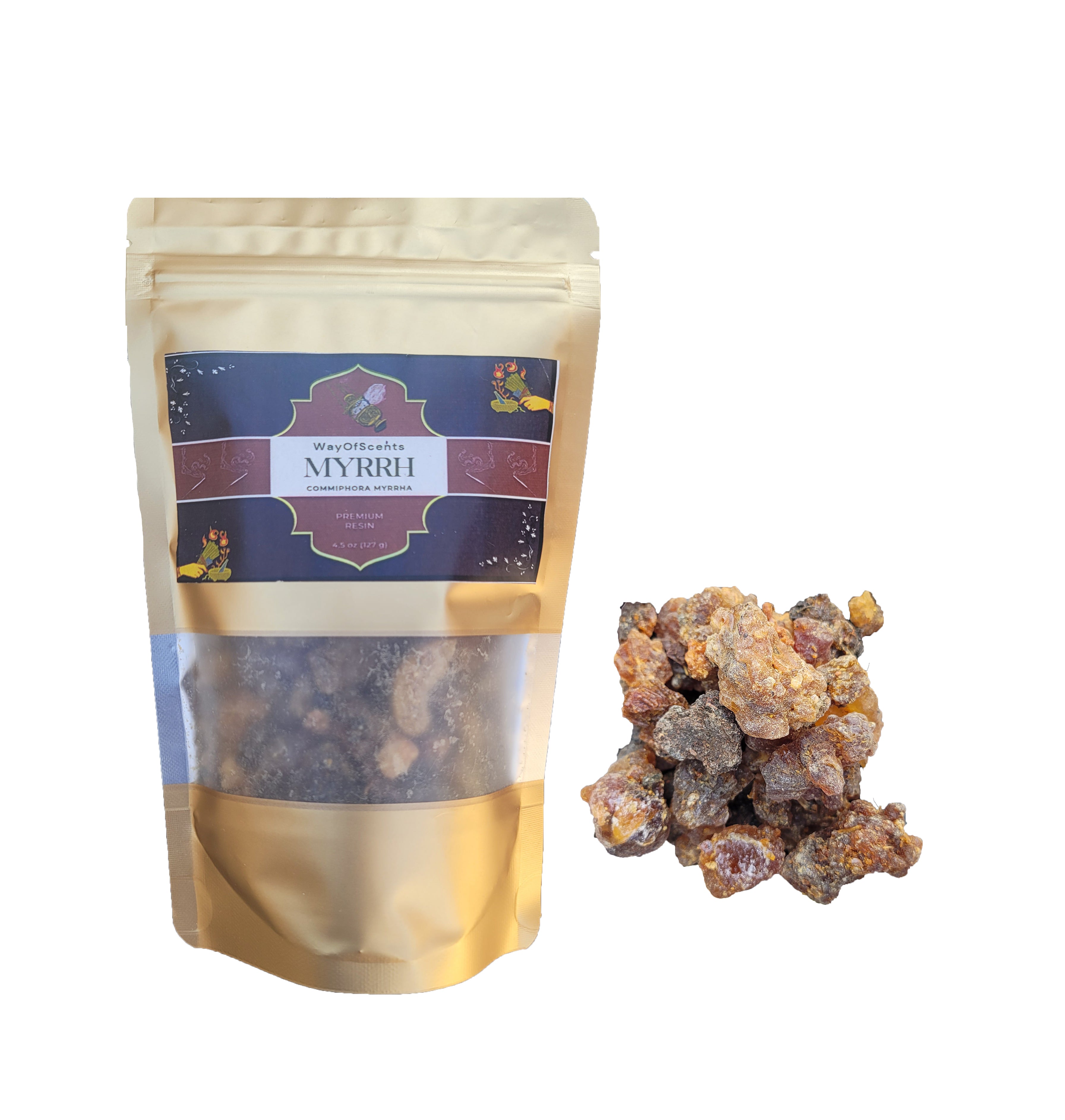 Commiphora Myrrha Myrrh Tree Sap - Aksum Ethiopian Myrrh - Premium Grade A - 100% Natural and Hand Harvested - 4.5 Oz Net Weight